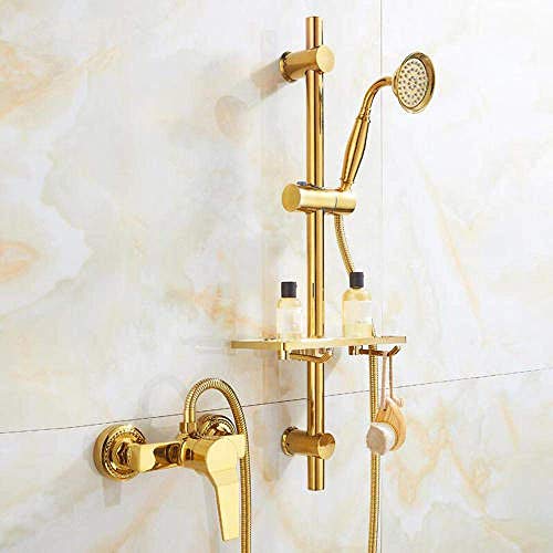 Europäische Kupfer Einfache Dusch -Set Haushaltsbadezimmer Duschset Gold Duschkopf Bad Hand Dusch Set. von QTYQWC