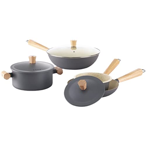 Kochgeschirr-Set-Set-Set-Milch Pot-Suppen-Topf-Bügeleisen Nicht-Stick-Bratpfannensuppen-Topf 4 Topf Set mit Deckungsküche Kochtopf (Farbe: A, Größe: Siehe Beschreibung) (Eine Beschreibung) von QTYQWC