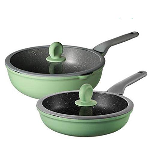 Kochgeschirrset Suppe Pot Fritting Pfanne Kochwerkzeug Nicht-Stall-Küche Induktion Kocher Milch Topf Nudeln Wok Hotpot Auflauf (Größe: Set Mahlzeit6) von QTYQWC