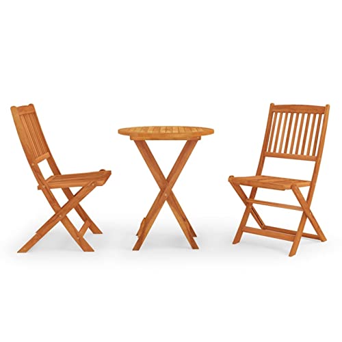 QTYQWC Elegantes Holz, Couchtisch und Stühle, Gartenbistro -Set, 3 -teilige Klapperchen im Freien mit soliden Eukalyptusholz im Freien QTYQWC Elegantes Holz, Couchtisch und Stühle, Gartenbistro -Set, 3 -teilige Klapperchen im Freien mit soliden Eukalyptusholz im Freien von QTYQWC