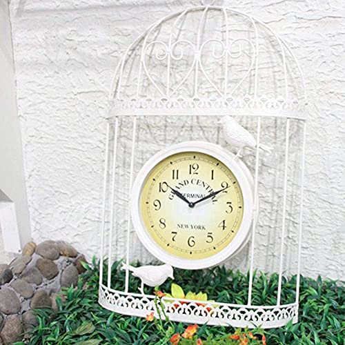 QTYQWC Outdoor Garten Wanduhr Eisenkunst Vogel Käfig Design Garten Uhren im Freien wasserdichte kreative Hauseinrichtungen außerhalb der Uhr Außen Uhr Indoor Outdoor Dekoration Weiß weiß von QTYQWC