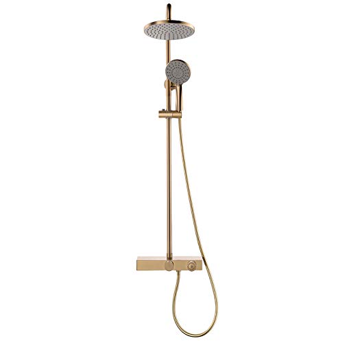 Regenduschsystem 8 Zoll Duscharmaturen -Set Komplettes Wandbremsdusche Combo Set Messing Regenmixer Dusche mit Badewanne, 3 Modus Handheld -Dusche, Duschkopf, schwarzes, gebürstetes Gold Regenduschsystem 8 Zoll Duscharmaturen -Set Komplettes Wandbremsdusche Combo Set Messing Regenmixer Dusche mit Badewanne, 3 Modus Handheld -Dusche, Duschkopf, schwarzes, gebürstetes Gold von QTYQWC