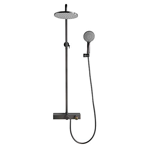 Regenduschsystem 8 Zoll Duscharmaturen -Set Komplettes Wandbremsdusche Combo Set Messing Regenmixer Dusche mit Badewanne, 3 Modus Handheld -Dusche, Duschkopf, schwarzes, gebürstetes Gold Regenduschsystem 8 Zoll Duscharmaturen -Set Komplettes Wandbremsdusche Combo Set Messing Regenmixer Dusche mit Badewanne, 3 Modus Handheld -Dusche, Duschkopf, schwarzes, gebürstetes Gold von QTYQWC