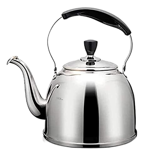 Teekessel Herd aus Edelstahl Pfeife Teekessel Herd Tee Kessel Herd Pfeife Teekanne mit ergonomischem Griff für Kochergüsse über Kessel (5L) von QTYQWC
