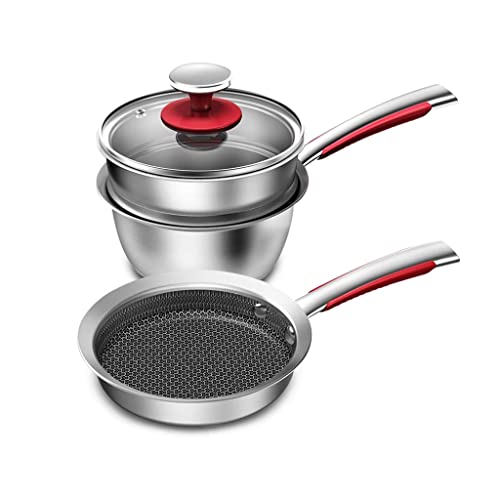 Töpfe und Pfannen Küchenpfanne Set 16 cm Frühstückstöpfe für Küchenfutterpfanne Milch Topf Edelstahl Kochtöpfe Nicht -Stall -Kochgeschirrsets Küchenbedarf von QTYQWC