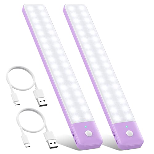 Schrankleuchten mit Bewegungsmelder 80LED,【2023 Neuestes】USB C Wiederaufladbar Schranklicht,12.6 Zoll Sensor Schrankbeleucht,3 Modi Magnetisch Nachtlicht Geeignet für Flur Küche Treppe-2 Stück von QTshine