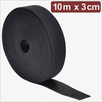 Quadrios - 24CA308 Klettband zum Bündeln Haft- und Flauschteil (l x b) 10 m x 3 cm Schwarz 10 m von QUADRIOS