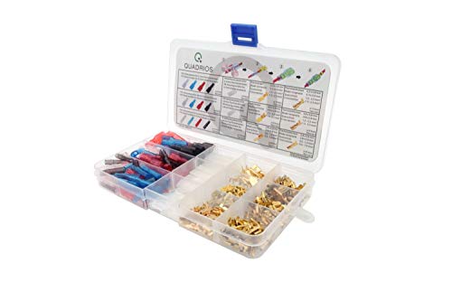 QUADRIOS GmbH Flachstecker Flachsteckhülsen (Stecker und Buchsen) Kabelschuhe Isolierhülsen Isoliertüllen Sortiment Box 260 Teile unisoliert, 0,5 mm² bis 2,5 mm² Sortimentskasten von QUADRIOS