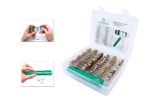 QUADRIOS GmbH Widerstands Sortiment Set Box Kohleschicht-Widerstände bedrahtet 1Ohm - 1M Ohm Sortimentskasten 20 Standardwerte E24 je 20 St (1000 Teile, 0,5 W, Toleranz: 5%), 1810P018, 1000 Stück von QUADRIOS