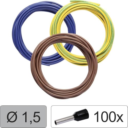 Quadrios 25CW123 Einzelader LiFY 1.5 mm² Blau, Braun, Gelb-Grün 1 Set von QUADRIOS