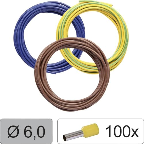 Quadrios 25CW126 Einzelader LiFY 6.0 mm² Blau, Braun, Gelb-Grün 1 Set von QUADRIOS