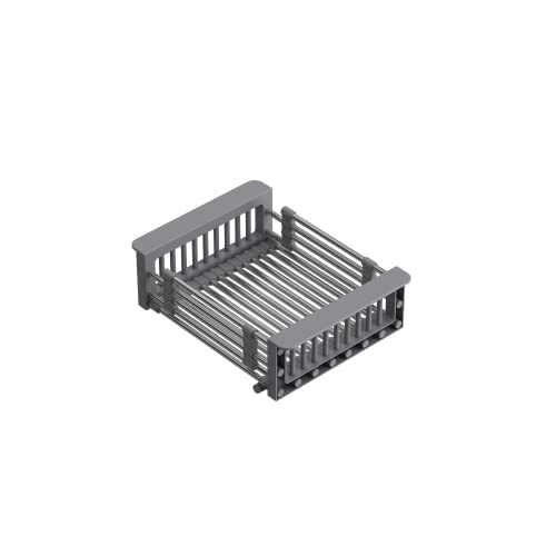 QUADRON Abtropfkorb, Abtropfgestell für Spüle | Größe 30 x 22,5 x 10 cm Grau | Teleskop-Abtropfgestell aus Edelstahl | zum Spülen von Küchenspülen oder Arbeitsplatten, Obst- und Gemüseabfluss von Quadron