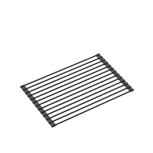 QUADRON Spülbeckenmatte aus Silikon und Stahl | Größe 38 x 25 cm, Farbe: Pure Carbon | MULTIFUNKTIONAL Temperaturbeständig | QMAT für die Küche | Spülbecken Schutzmatte für Geschirr und Becken von Quadron