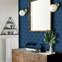 Quadrostyle Blauer Sechseck-Fliesenaufkleber | Wandfliesenaufkleber Backsplash Aufkleber Hexa Admiral Blau - Abziehen Und Aufkleben Quadrostyle Blauer Sechseck-Fliesenaufkleber | Wandfliesenaufkleber Backsplash Aufkleber Hexa Admiral Blau - Abziehen Und Aufkleben von QUADROSTYLE