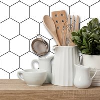 Quadrostyle Weißer Sechseck-Fliesenaufkleber | Wandfliesenaufkleber Backsplash Aufkleber Hexa Pure White - Abziehen Und Aufkleben 2D-Fliesenaufkleber von QUADROSTYLE