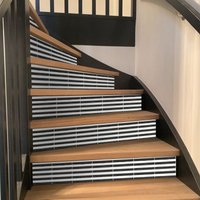 Fliesenaufkleber - Abnehmbare Stripes in Ink 6Er Pack Peel & Stick Stair Riser Deco Strips 48 "Lang von QUADROSTYLE