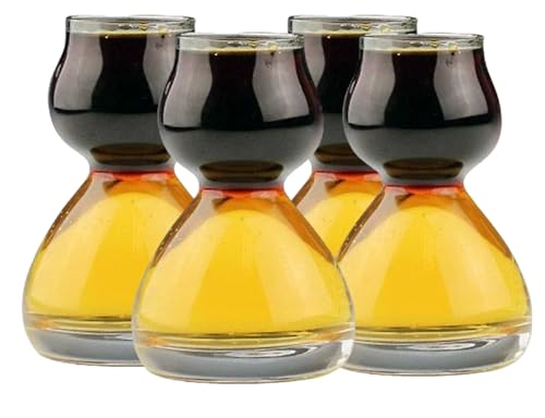 Quaffer Double Bubble Layered Shot Glass Plus Recipe Card Glass Clear 1.25oz On Top 2.25 oz On Bottom Set Of 4 by Anchor Hocking von QUAFFER