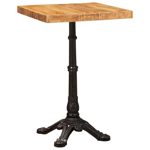 Bistrotisch Braun 50x50x76 cm, massives Mangoholz, Gusseisenfuß, quadratisch, rustikaler Industriestil für Esszimmer, Küche, Wohnzimmer, kleines Apartment, Frühstücks- & Dinnerbereich Bistrotisch Braun 50x50x76 cm, massives Mangoholz, Gusseisenfuß, quadratisch, rustikaler Industriestil für Esszimmer, Küche, Wohnzimmer, kleines Apartment, Frühstücks- & Dinnerbereich von QUAHEAS