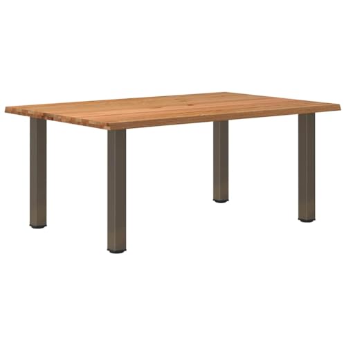 Esstisch 180x120x74 cm Massivholz Eiche hell lackiert mit Natur Baumkanten, Rechteckiges modernes Möbelstück, stabil aus Holz für Familienmahlzeiten und Frühstück von QUAHEAS