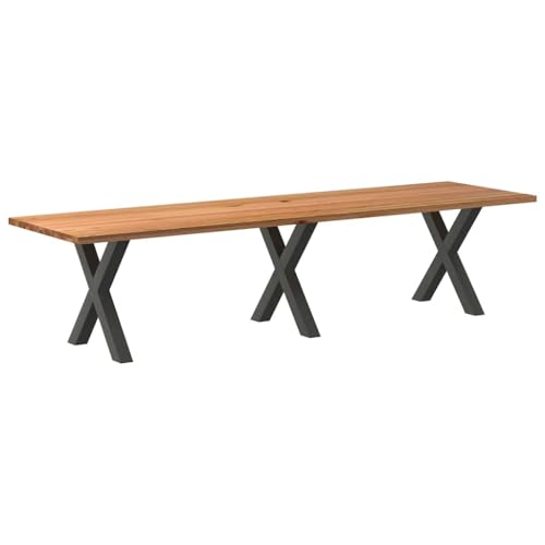 Esstisch Hellbraun Massivholz Eiche Rechteckig 320x90x74 cm, Großer moderner Essbereichstisch für Küche & Wohnzimmer, Stabiler Echtholz-Tafel mit Anthrazit Stahlbeinen Esstisch Hellbraun Massivholz Eiche Rechteckig 320x90x74 cm, Großer moderner Essbereichstisch für Küche & Wohnzimmer, Stabiler Echtholz-Tafel mit Anthrazit Stahlbeinen von QUAHEAS