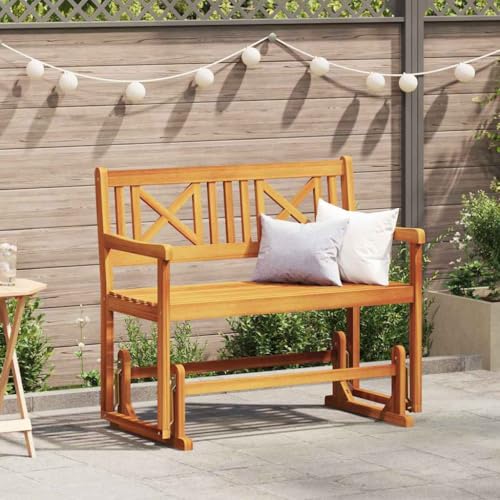 QUAHEAS 2-Sitzer Garten-Schaukelbank aus massivem Akazienholz, bequemes Outdoor Möbel für Garten & Terrasse, robuste Patio Bank als Sitzgelegenheit, 110x59x97cm von QUAHEAS