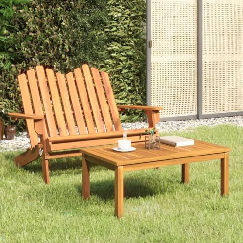 QUAHEAS 2-TLG. Adirondack Garten Lounge Set, Massivholz Akazie klappbar, robuste Outdoor Terrassenmöbel mit Tisch, Bequeme Sitzgruppe für Garten und Patio Bereich von QUAHEAS