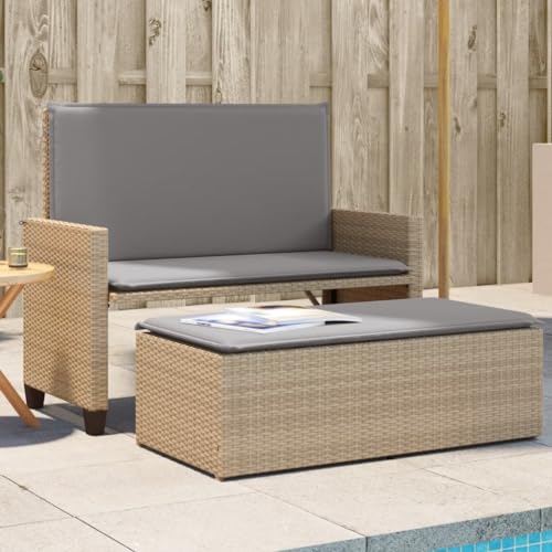 QUAHEAS 2-in-1 Gartenbank Liege mit Hocker und Kissen, Beige Poly Rattan, ausziehbar für den Outdoor Garten, Terrasse und als gemütliche Benches Chairs Outside Möbel QUAHEAS 2-in-1 Gartenbank Liege mit Hocker und Kissen, Beige Poly Rattan, ausziehbar für den Outdoor Garten, Terrasse und als gemütliche Benches Chairs Outside Möbel von QUAHEAS