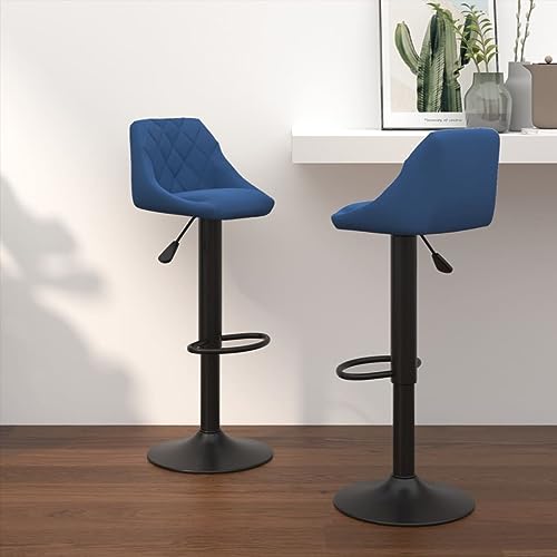 QUAHEAS 2er-Set Barhocker, Blaue Samt-Küchenstühle, höhenverstellbar mit Gasfeder, 360° drehbar, modernes Design für Theke & Essbereich von QUAHEAS