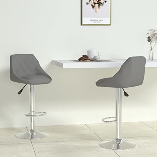 QUAHEAS 2er-Set Barhocker, Grau, Kunstleder, Höhenverstellbar, 360° Drehbar, Modernes Design, für Küche, Esszimmer & Bar, Ergonomische Counter Stühle von QUAHEAS