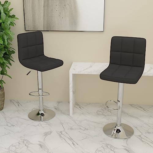 QUAHEAS 2er-Set Barhocker, Schwarz Stoffbezug, Höhenverstellbar mit Fußstütze, 360° Drehbar, Modernes Design für Küche & Esszimmer von QUAHEAS