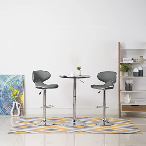 QUAHEAS 2er Set Barhocker Grau Kunstleder, drehbar und höhenverstellbar mit Fußstütze, Moderner Küchen Tresenhocker für Esszimmer & Frühstückstheke von QUAHEAS