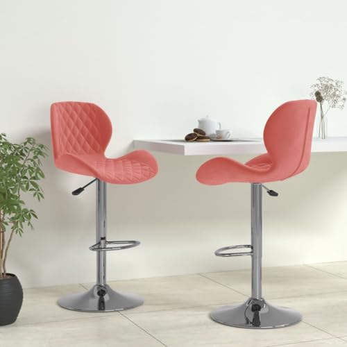 QUAHEAS 2er Set Rosa Samt Barhocker mit verchromtem Stahlgestell, drehbar und höhenverstellbar, für Kücheninsel, Theke, Esszimmer, Moderne Frühstückstheke QUAHEAS 2er Set Rosa Samt Barhocker mit verchromtem Stahlgestell, drehbar und höhenverstellbar, für Kücheninsel, Theke, Esszimmer, Moderne Frühstückstheke von QUAHEAS