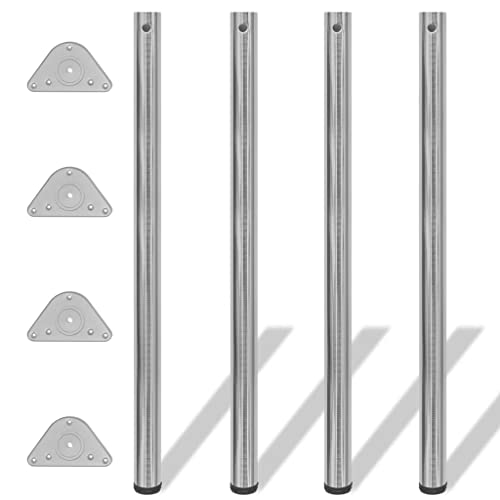 QUAHEAS 4X Höhenverstellbare Tischbeine Nickel gebürstet, 60x1100mm Metall Möbelbeine, Robuste Ersatzbeine für Theken & Schreibtische, Einfache Montage, Modernes Design von QUAHEAS