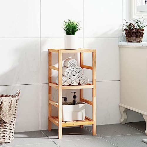 QUAHEAS Badregal Massivholz Nussbaum, 35,5x35,5x79 cm, vielseitiges Regal mit 3 Ablagen, praktischer Organizer für vertikalen Stauraum in Badezimmer, Waschküche, Schlafzimmer, Zimmer QUAHEAS Badregal Massivholz Nussbaum, 35,5x35,5x79 cm, vielseitiges Regal mit 3 Ablagen, praktischer Organizer für vertikalen Stauraum in Badezimmer, Waschküche, Schlafzimmer, Zimmer von QUAHEAS