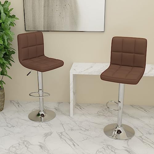 QUAHEAS Barhocker 2er Set, Braun Stoffbezug, Höhenverstellbar mit Fußstütze, 360° Drehbar, Moderne Barstühle für Küche und Esszimmer, Komfortable Frühstücks-Thekenstühle von QUAHEAS