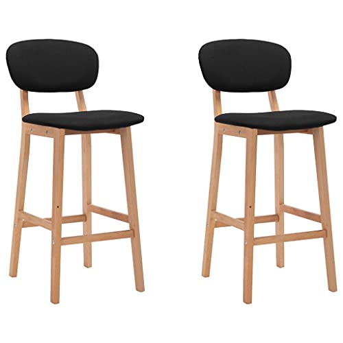 QUAHEAS Barhocker 2er-Set, Schwarz, Stoffbezug mit Massivholzbeinen, 66cm Sitzhöhe, Moderne Küchentresen-Stühle für Frühstücksbar & Esszimmer, Robust bis 110kg von QUAHEAS