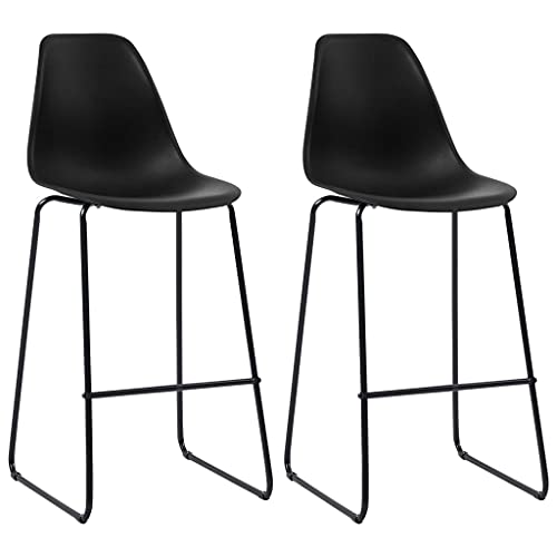 QUAHEAS Barhocker 2er-Set, Schwarz Kunststoff, Ergonomische Küchen-Thekenstühle mit Rückenlehne, Robuste Metallbeine, Ideal für Esszimmer, Frühstückstheke und Barbereich QUAHEAS Barhocker 2er-Set, Schwarz Kunststoff, Ergonomische Küchen-Thekenstühle mit Rückenlehne, Robuste Metallbeine, Ideal für Esszimmer, Frühstückstheke und Barbereich von QUAHEAS