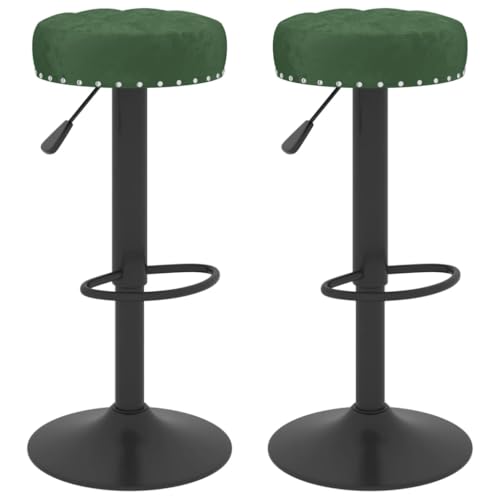 QUAHEAS Barhocker 2er Set, dunkelgrün, Samt-Bezug, höhenverstellbar mit Gasfeder, drehbar, stabilem Stahlgestell und Fußstütze, für Küche, Esszimmer & Theke, modernes Design von QUAHEAS