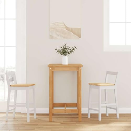 QUAHEAS Barhocker 2er-Set Massivholz Gummibaum Weiß mit Rückenlehne, Ergonomisches Design für Küche & Esszimmer, Robuste Thekenstühle für Zuhause & Frühstückstheke, 110 kg Belastbarkeit von QUAHEAS