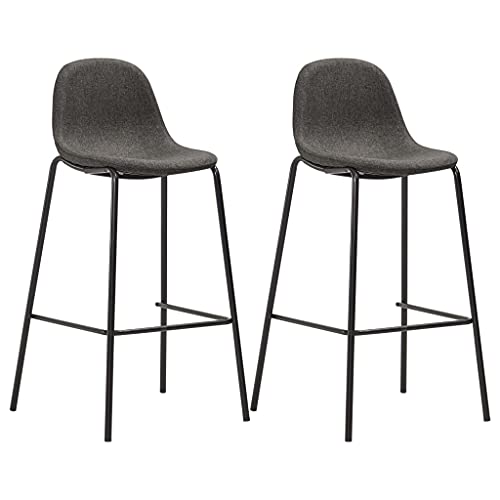 QUAHEAS Barhocker 2er Set dunkelgrau Stoff, Moderne Küchenstühle mit Fußstütze, stabile Thekenstühle für Esszimmer, Bequeme Barstühle bis 110 kg Belastbarkeit von QUAHEAS