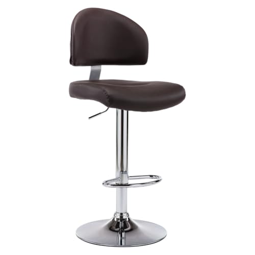 QUAHEAS Barhocker Braun Kunstleder, Höhenverstellbarer Drehbarer Barstuhl mit Fußstütze, Moderner Küchenhocker für Esszimmer, Einzelner Counter Stool von QUAHEAS