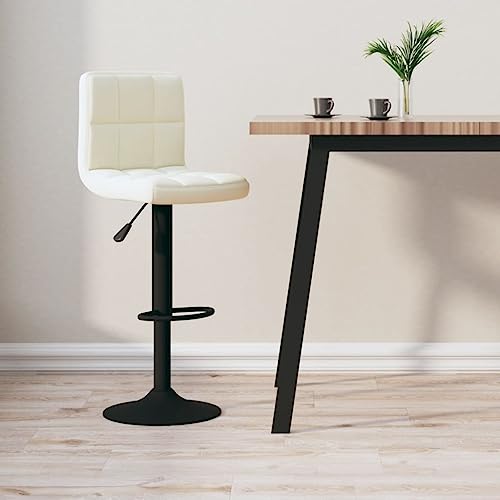 QUAHEAS Barhocker Creme Samt, Höhenverstellbarer Drehbarer Küchen-Barstuhl mit Fußstütze, Chromstahlgestell, Modernes Design für Esszimmer, 1er-Set von QUAHEAS
