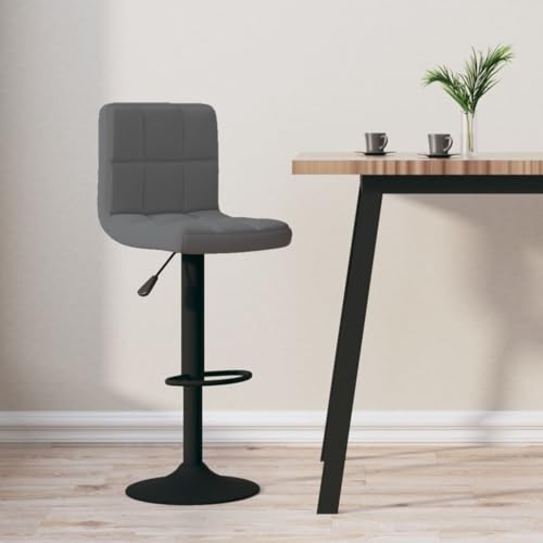 QUAHEAS Barhocker Dunkelgrau Samt, Höhenverstellbarer Drehbarer Barstuhl mit Fußstütze für Küche & Esszimmer, Moderner Tresenhocker mit Stahlgestell von QUAHEAS