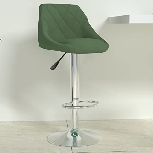 QUAHEAS Barhocker Dunkelgrün Samt, 2er-Set, Höhenverstellbar mit Fußstütze, Moderner Drehbarer Küchen-Barstuhl für Esszimmer und Frühstückstheke, Verchromtes Stahlgestell von QUAHEAS