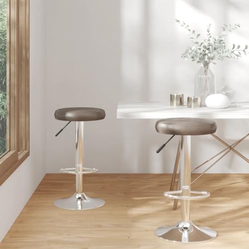 QUAHEAS Barhocker Set, 2er-Pack, Braun Kunstleder, drehbar und höhenverstellbar mit Gasfeder, verchromtes Stahlgestell, Elegante Barstühle für Küche und Esszimmer von QUAHEAS