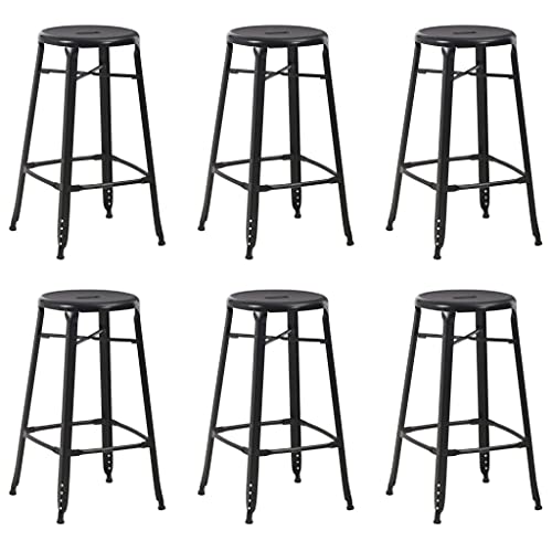 QUAHEAS Barhocker Set, 6 STK. Schwarz, Pulverbeschichteter Stahl, 42x42x71 cm, Küchen Tresenhocker, Verstärkte Beine, Max. 110 kg, Modernes Esszimmer Möbel von QUAHEAS