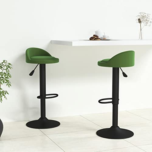 QUAHEAS Barhocker Set 2 STK. Dunkelgrün Samt, Höhenverstellbare Drehstühle mit Fußstütze für Küche & Theke von QUAHEAS