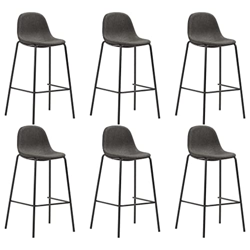 QUAHEAS Barhocker Set 6 STK. Dunkelgrau Stoff, gepolstert, mit Fußstütze, 71 cm Sitzhöhe, Robustes Metallgestell, für Küche, Esszimmer, Theke & Frühstücksbar von QUAHEAS