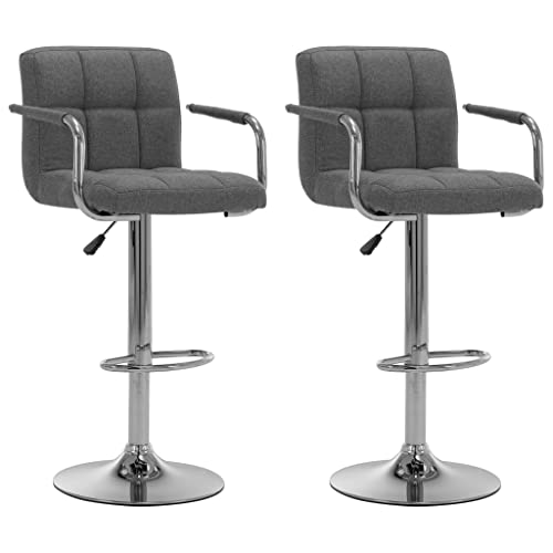 QUAHEAS Barhocker Set Hellgrau Stoffbezug, 2 Stück Höhenverstellbare Drehstühle mit Gasfeder, Moderner Tresenhocker für Küche Esszimmer & Frühstückstheke von QUAHEAS