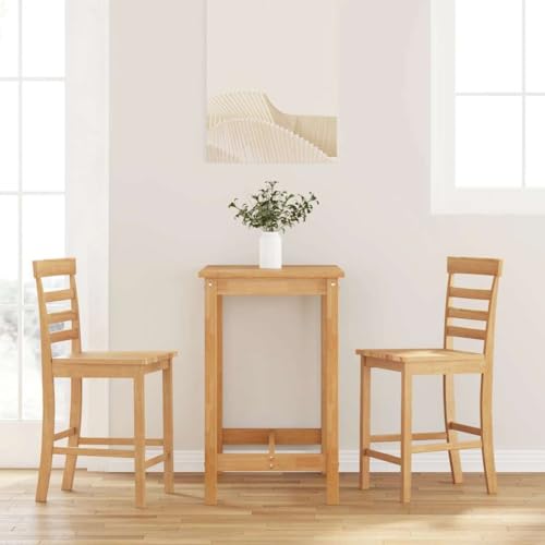 QUAHEAS Barhocker Set aus 2 Natur Massivholz Gummibaum, Ergonomische Küchenstühle mit Rückenlehne, Robuste Barstühle für Theke und Esszimmer, Hohe Tragfähigkeit, Modernes Design von QUAHEAS